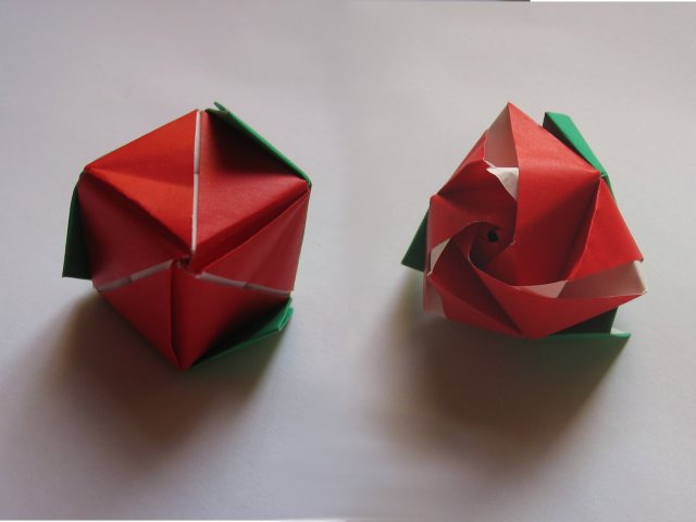 Origami Magic Rose Cube (Valerie Vann).